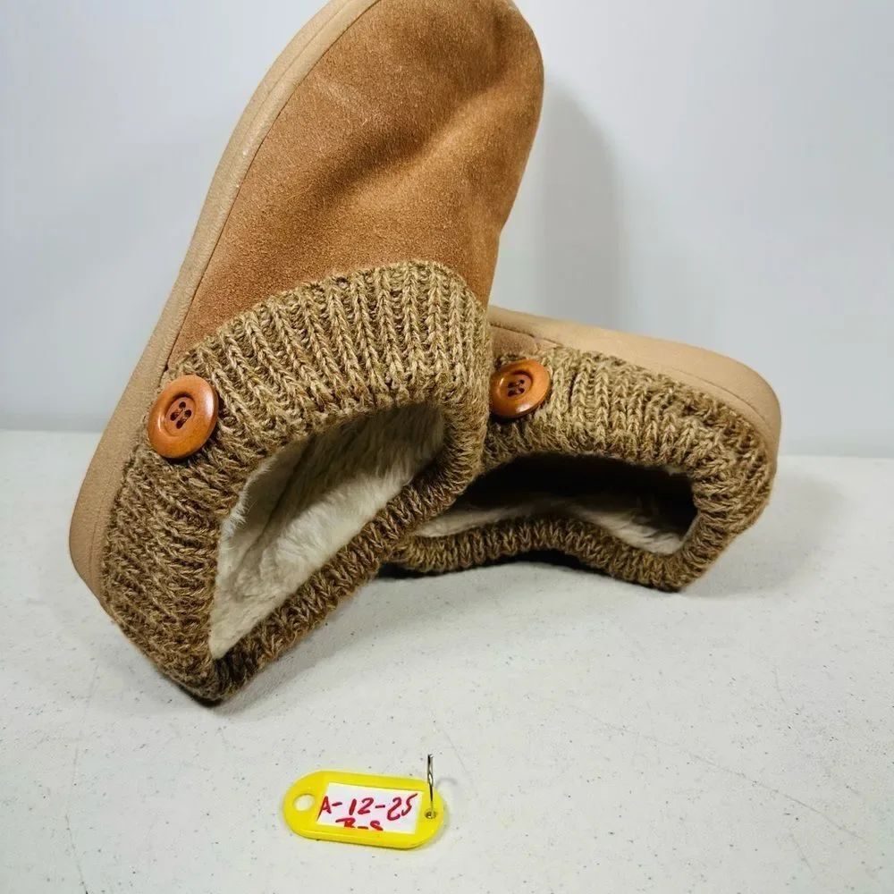 Clarks Fairisle Cinnamon Scuff Leather Rounded Closed Toe Slip On Slipper size 8